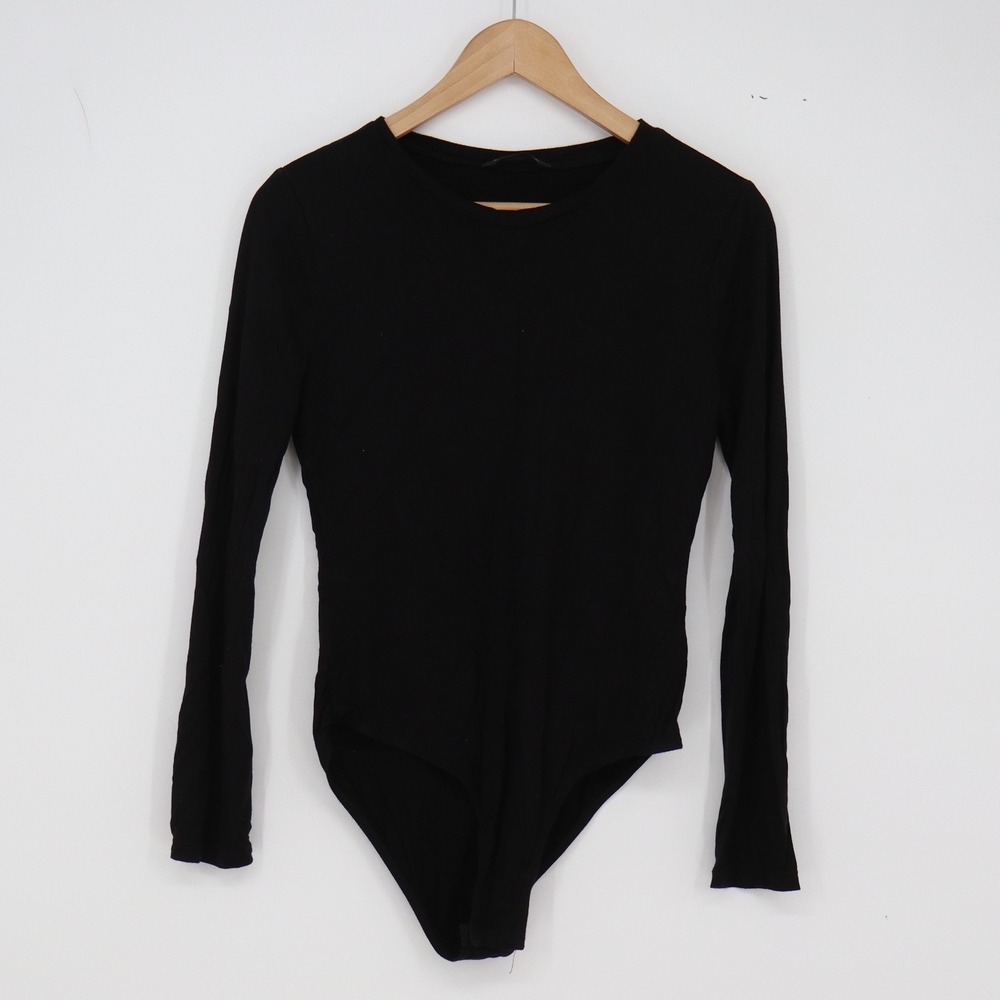 SHEIN Bodysuit Womens M bodysuit Black Long Sleeve Crew Neck Excellent